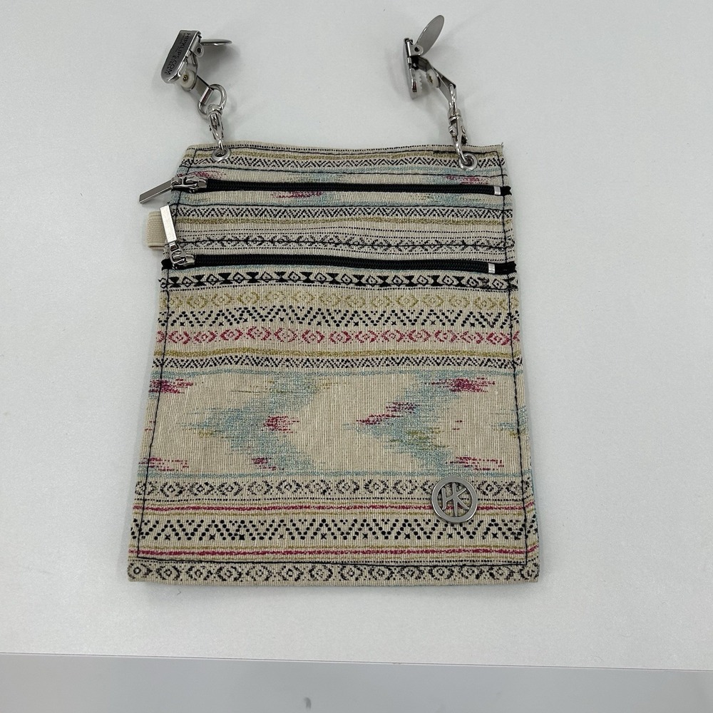 Hip Klips‎ Clip On Travel Pouch Boho Festival Bag Double Zip Waist Wallet HK